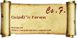 Csipán Ferenc névjegykártya